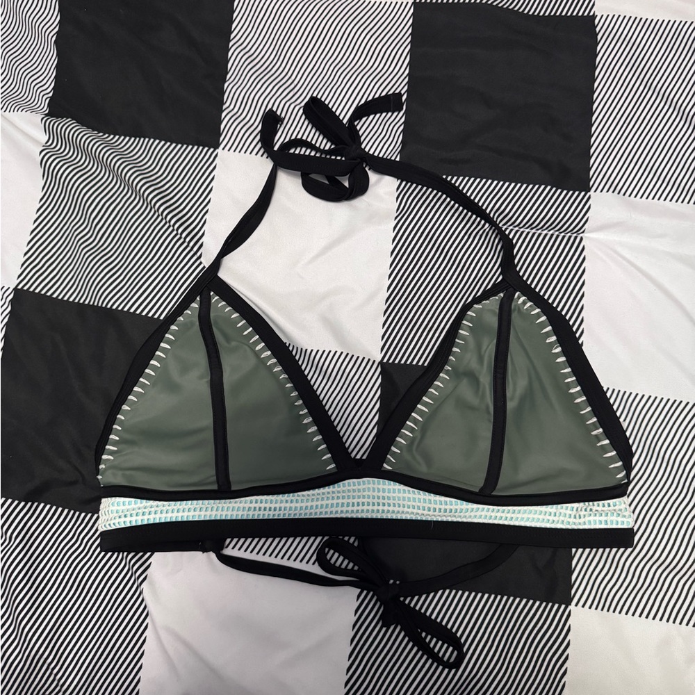 Teal Triangle Bikini Top